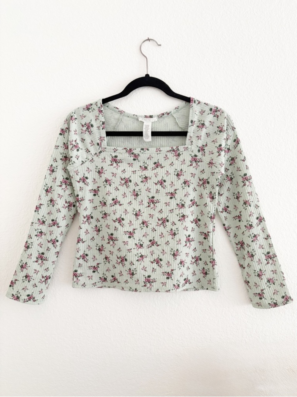 Full Tilt Long Sleeve Floral Square Neck Top NWOT